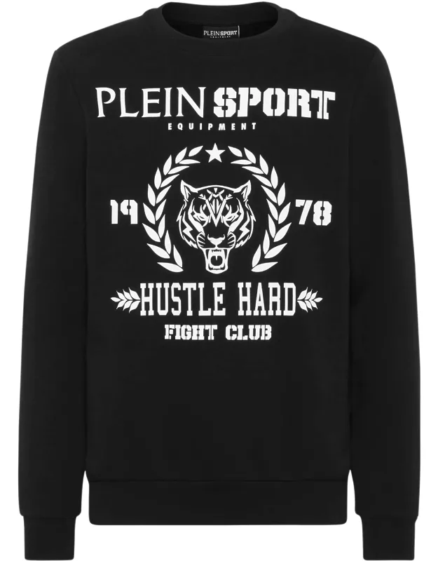 Sweatshirt Ls Tiger Fleece Crewneck, Rib Knit Hems