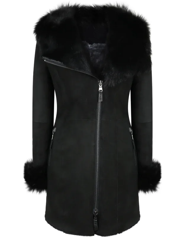 Toscana Sheepskin Suede Hooded Jacket