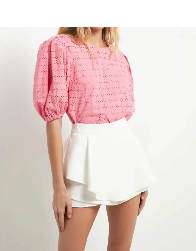 Eyelet Puff Sleeve Top