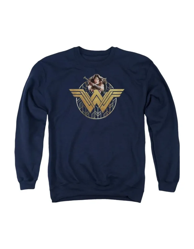 Wonder Woman Movie Power Stance And Emblem Crewneck Sweatshirt