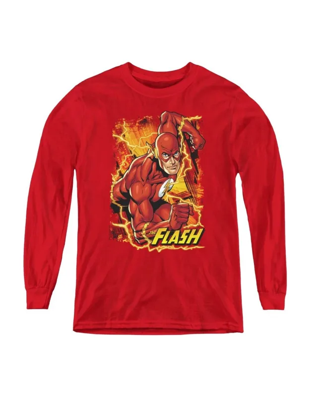 Justice League Of America Flash Lightning Long Sleeve Tee