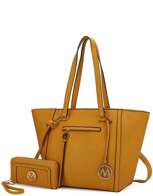 Alexandra Vegan Leather Tote Bag With Wallet - 2 Pieces