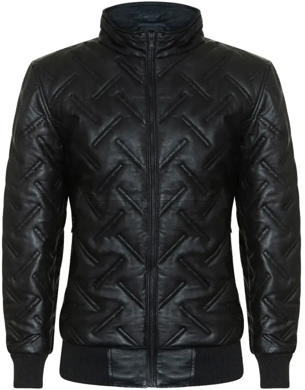 Quilted Leather Bomber Jacket