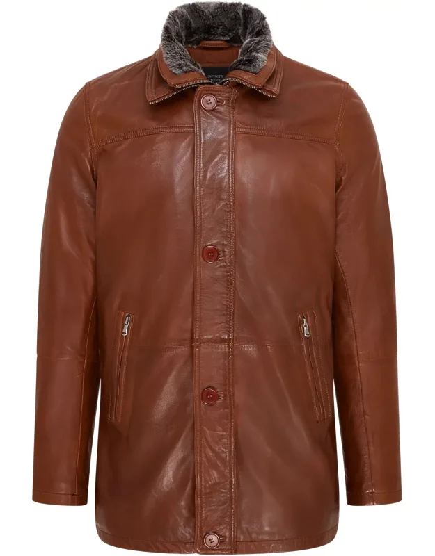 Mid-length Warm Leather Trench Coat
