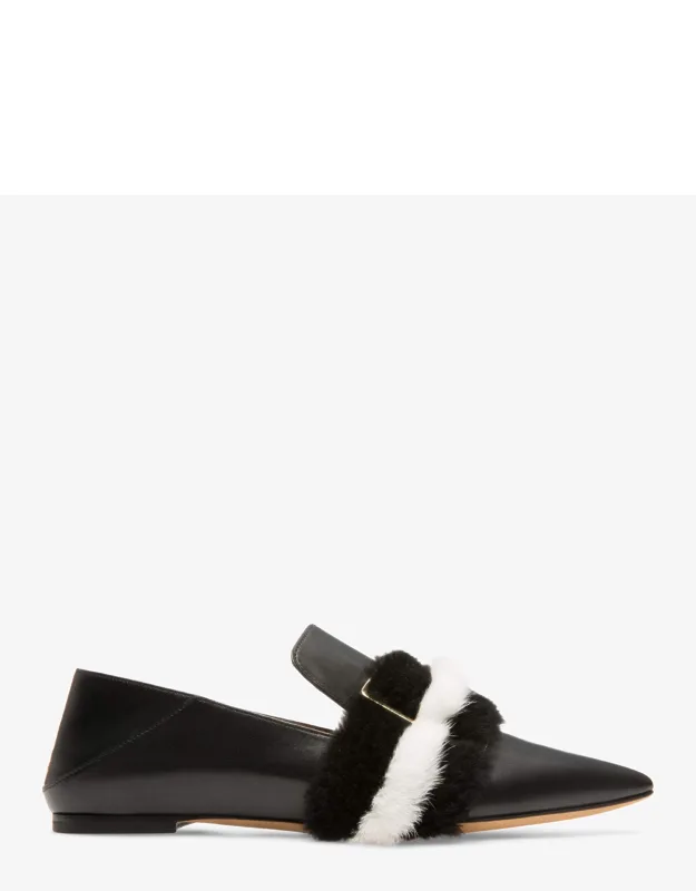 Bally Hamelia 6223321 Leather Flat Pumps With Thin Buckle And Pointed Toe