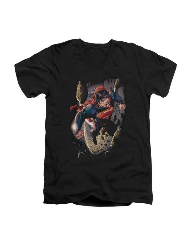 Superman Orbit Short Sleeve V Neck Premium Cotton Tee / T-shirt