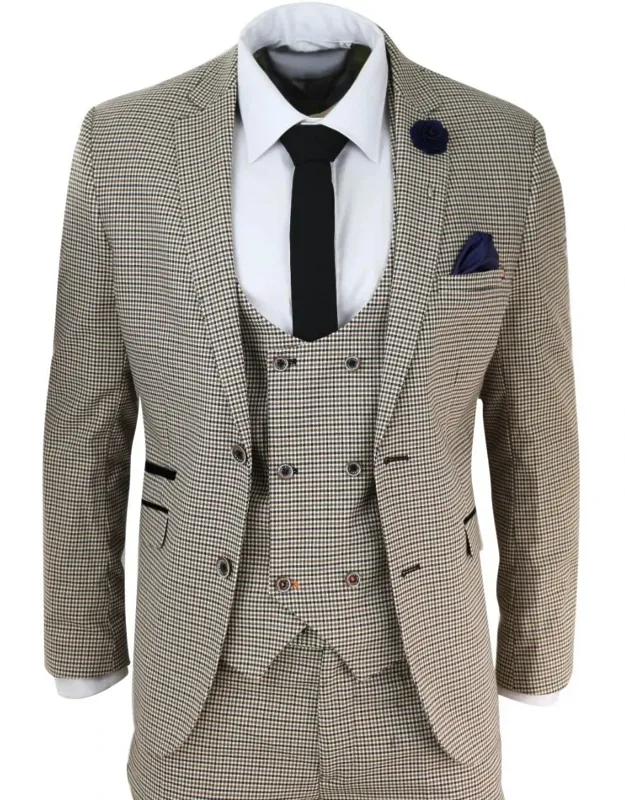 3 Piece Check Retro Vintage Classic Suit