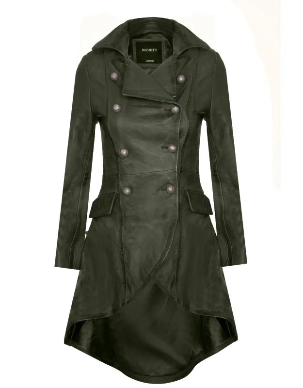 Goth Leather Edwardian Flare Coat