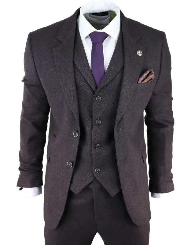 3 Piece Tweed Herringbone Suit