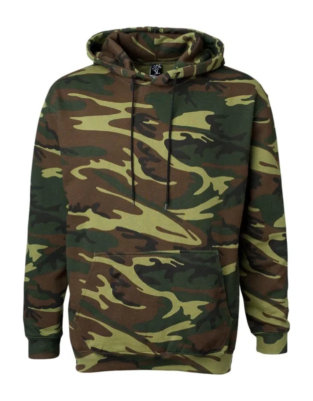Code Five Camo Pullover Fleece Hoodie With Fleece Lined Hood And Easy Tear Label