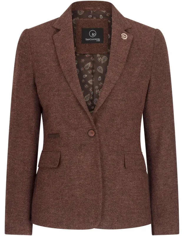Herringbone Wool Tweed Check Blazer