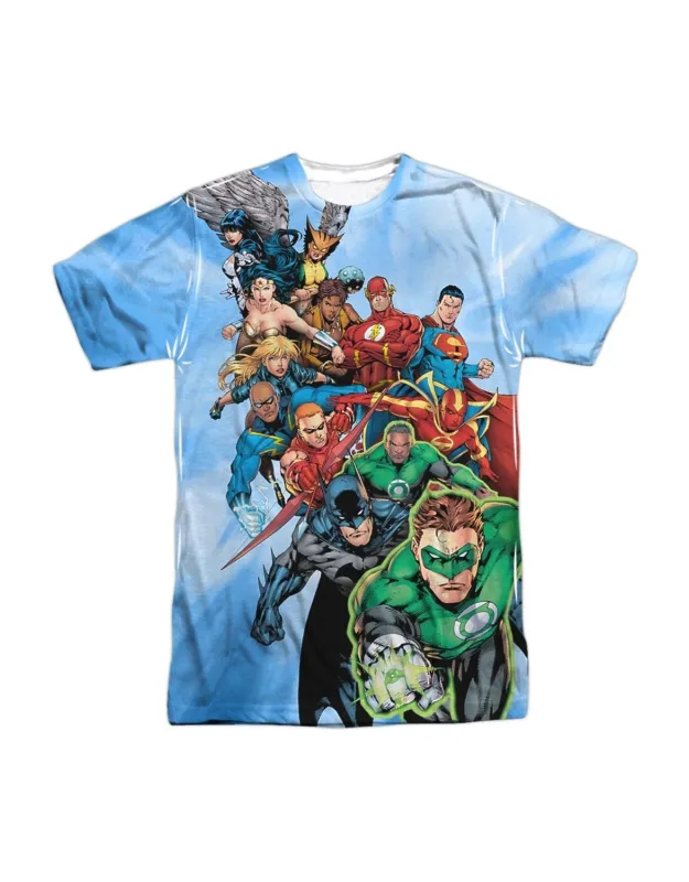 Justice League Of America Heroes Unite Short Sleeve Poly Crew Tee