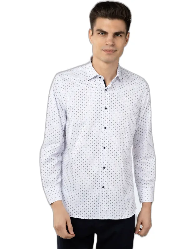 Jacquard Shirt With Diamond Stripes