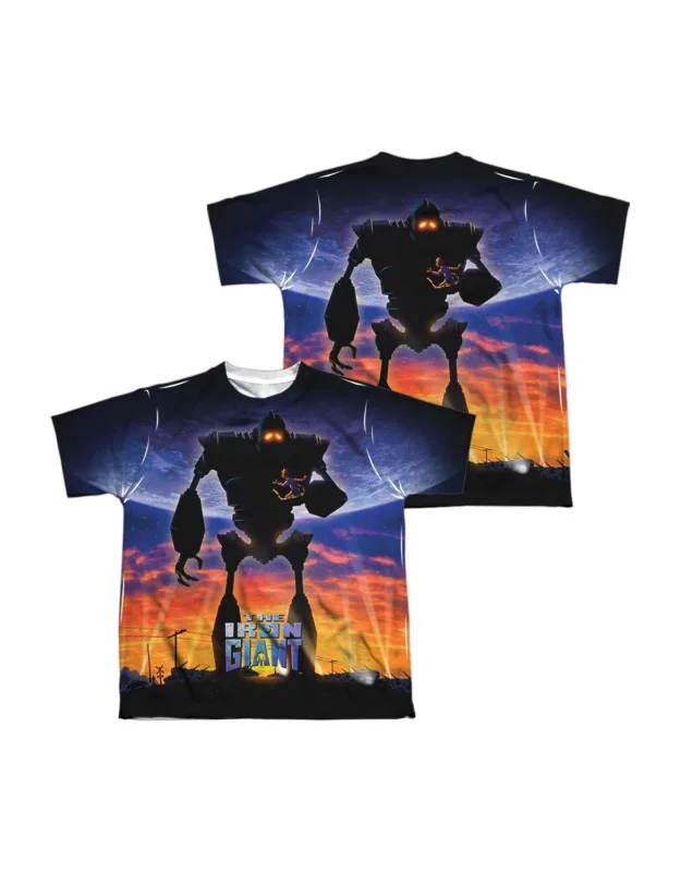 Iron Giant Poster Short Sleeve Youth Poly Crew Tee - Stylish For Everyday Wear, 100% Polyester