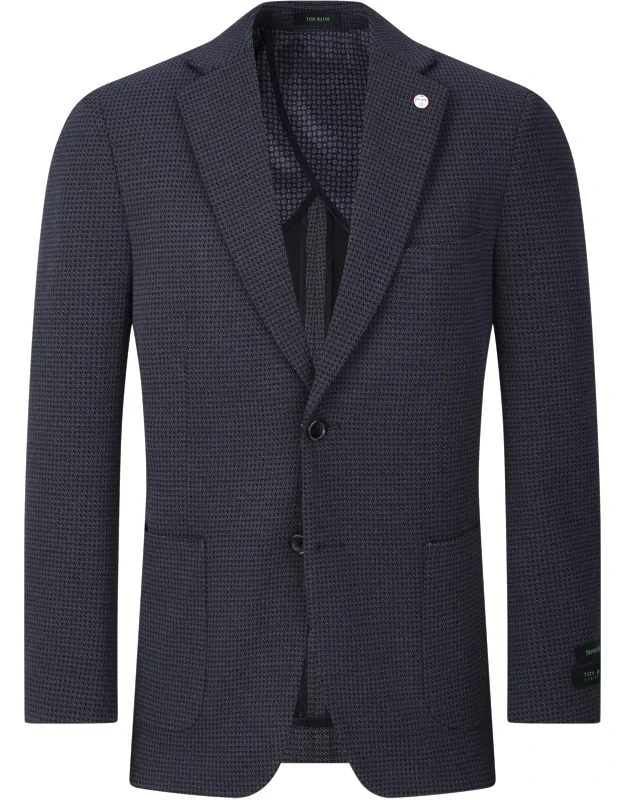Solid Stretch Sport Coat With Two-button Closure And Side Vents
