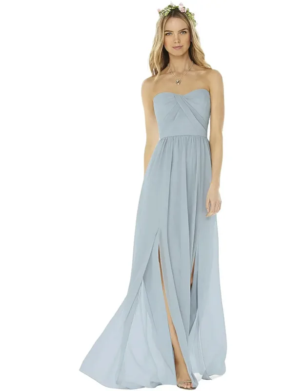 Draped Bodice Maxi Dress With Front Slits
