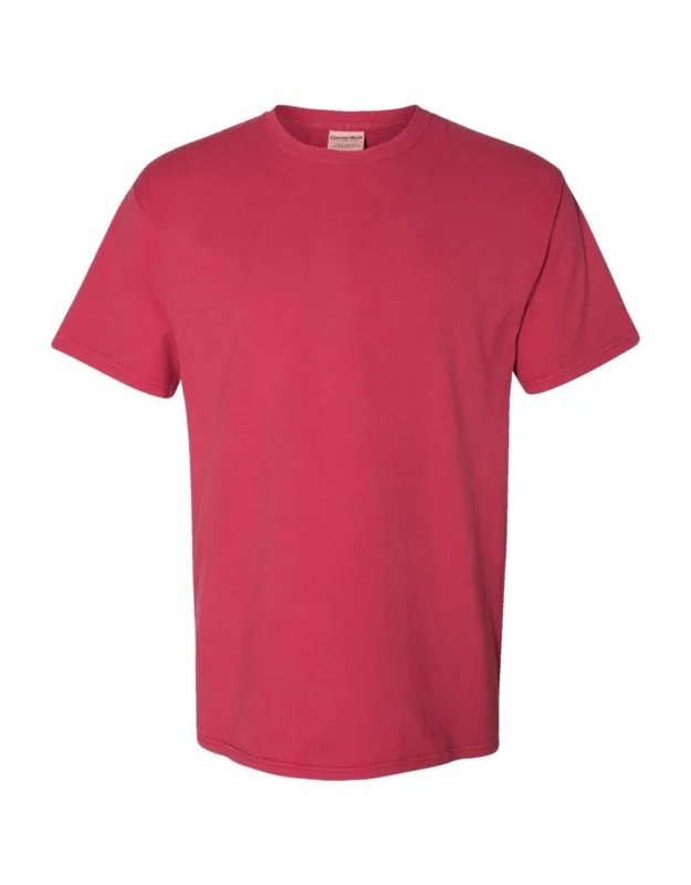 Comfortwash T-shirt With Double-needle Coverstitched And Ribbed Set-in Collar