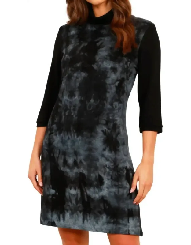 Marble Wash Turtleneck Dress