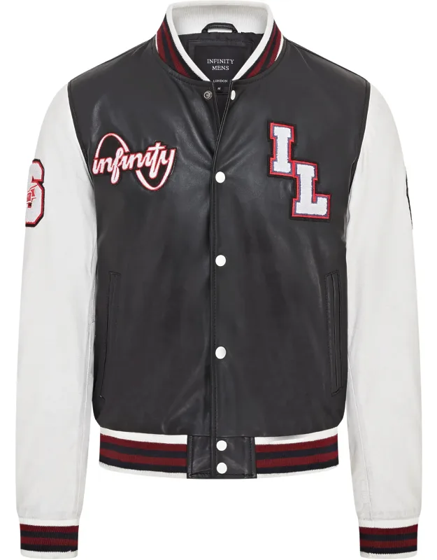 Baseball Leather Letterman Bomber Jacket