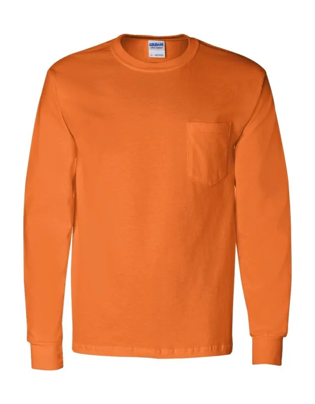 Ultra Cotton Long Sleeve Pocket T-shirt - Heavyweight Fabric, Classic Fit