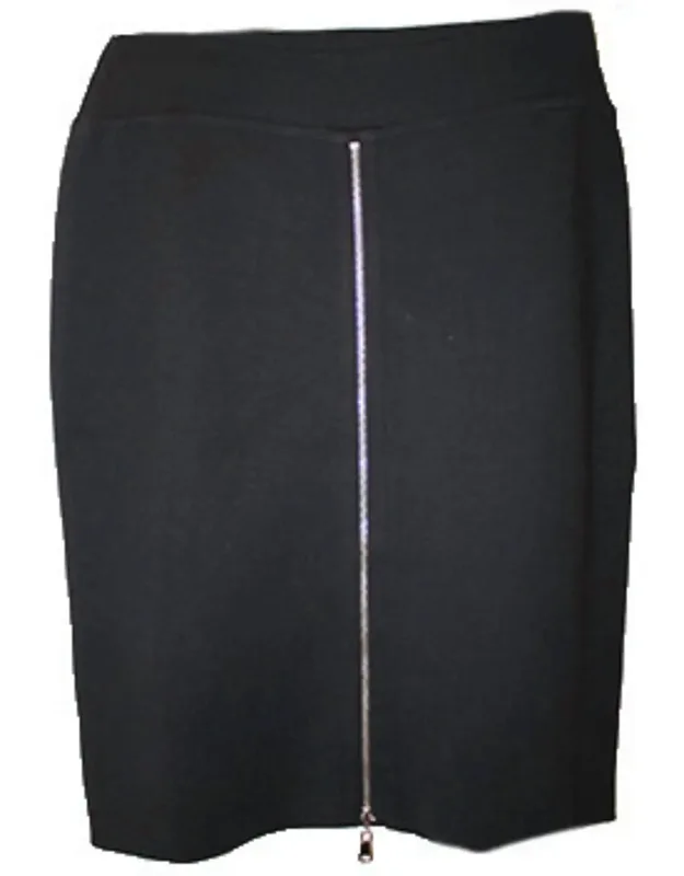 Zippered Midi Skirt - Comfortable Pencil Design, Zipper Accent