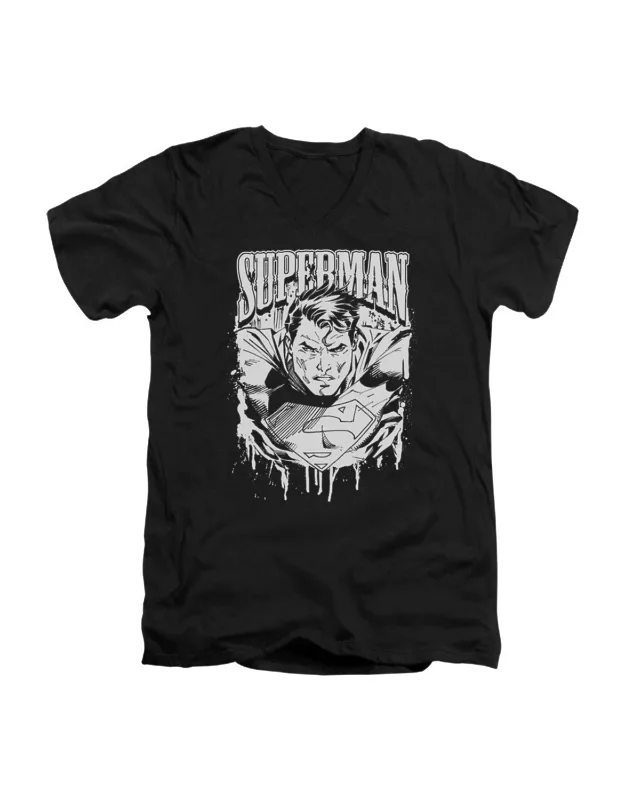 Superman Super Metal V Neck T-shirt