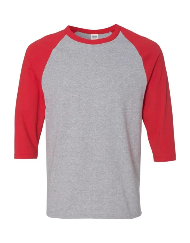 Gildan Heavy Cotton Raglan Three-quarter Sleeve T-shirt, Midweight Fabric, Classic Fit