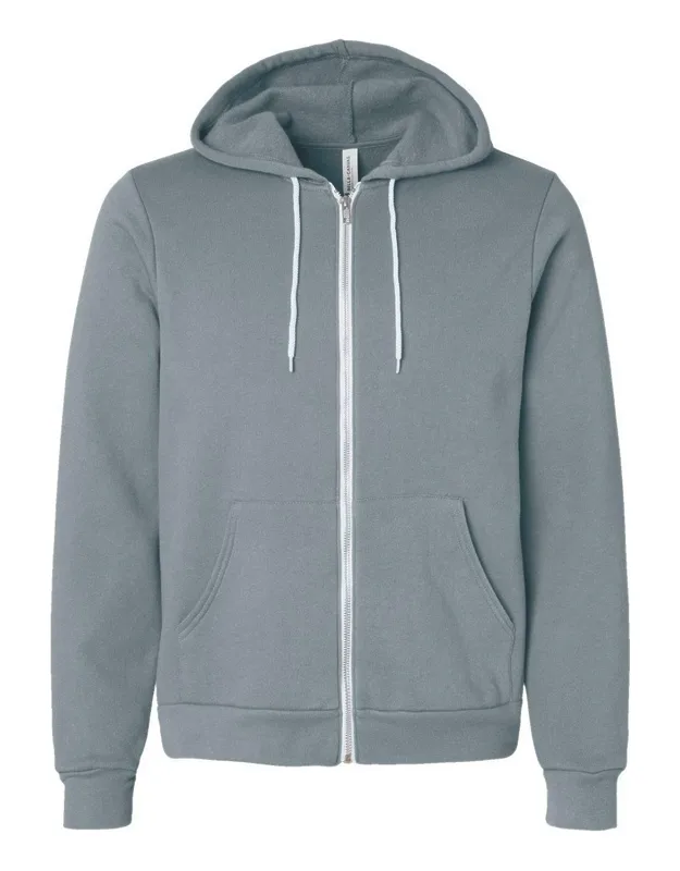 Sponge Fleece Full-zip Hoodie With Ribbed Cuffs And Split-pouch Pocket