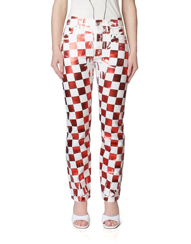 Check Print Five-pocket Pants
