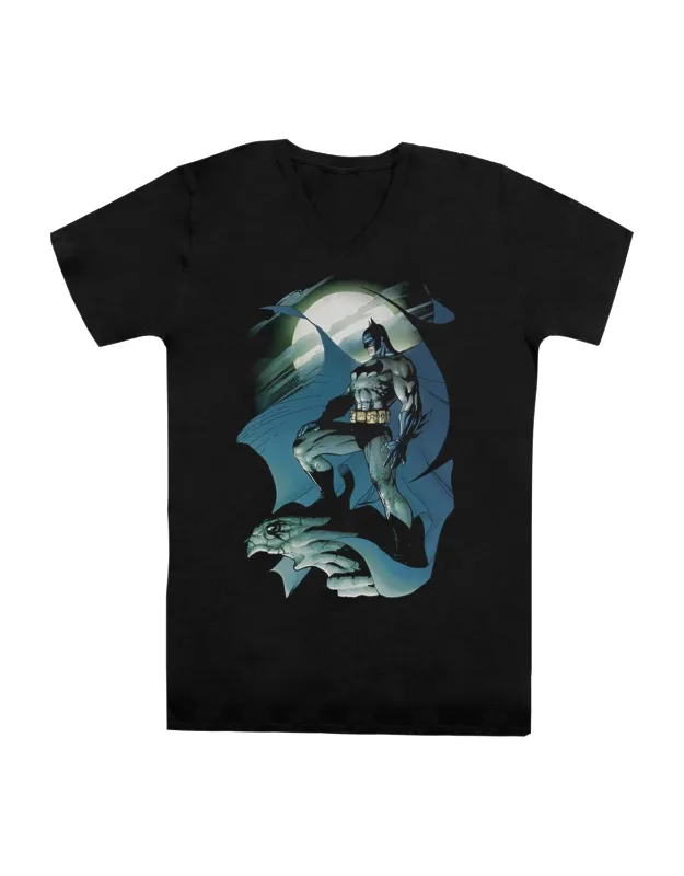 Batman Glow Of The Moon V Neck Premium Cotton T-shirt