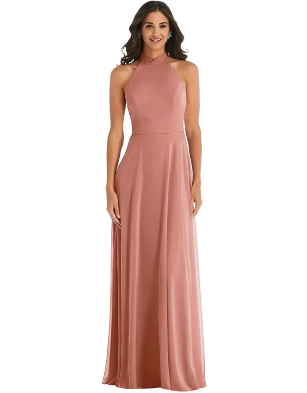 High Neck Halter Backless Maxi Dress