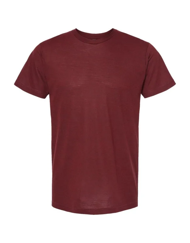 Tri-blend T-shirt With Ribbed Collar And Double Needle Stitching