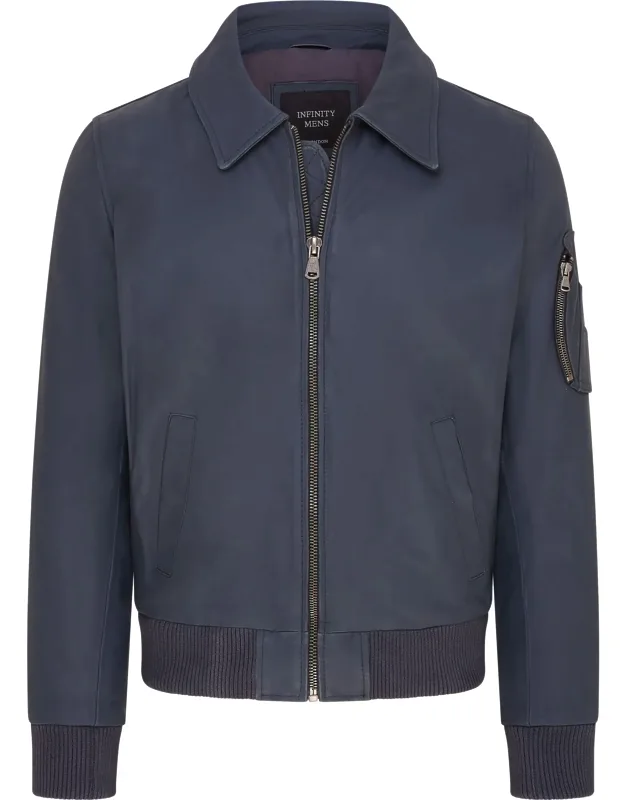 A2 Cowhide Leather Bomber Jacket-eura With High Quality Real Cow Hide And Rib Knit Waist And Cuffs