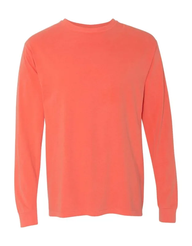 Garment-dyed Heavyweight Long Sleeve T-shirt, Relaxed Fit, Twill Taped Neck And Shoulders