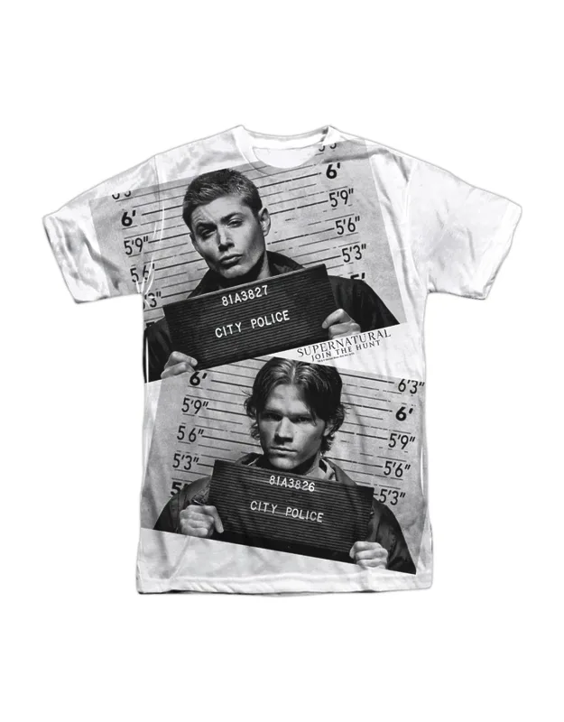 Supernatural Mug Shots Short Sleeve Poly Crew Tee / T-shirt