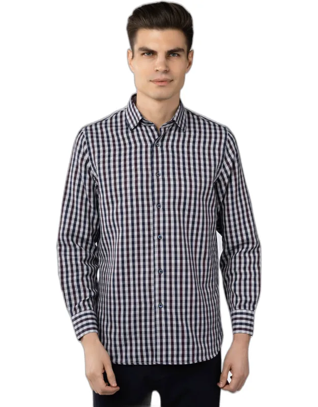 Plaid Jacquard Woven Shirt