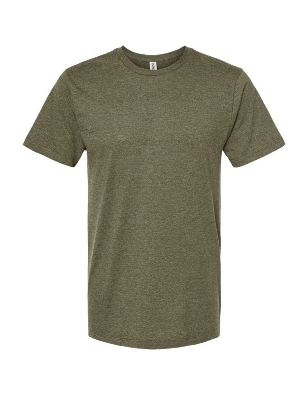Premium Cotton Blend T-shirt With Ribbed Collar And Double-needle Hem