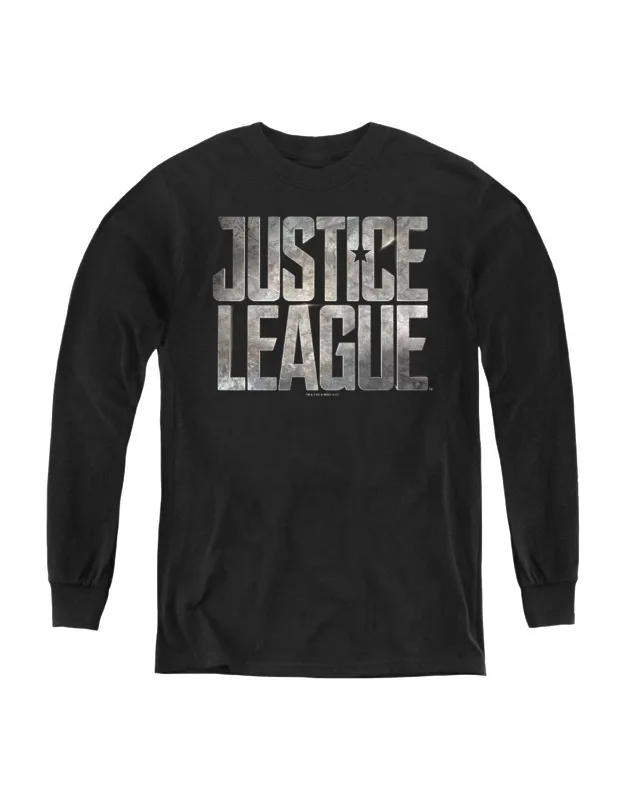 Justice League Movie Metal Logo Long Sleeve Tee