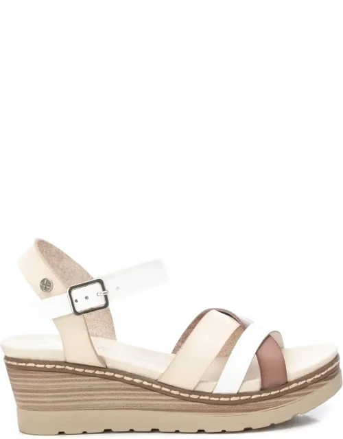 _wedge Strappy Sandals With Metallic Buckle Closure And Durable Non-slip Rubber Sole_