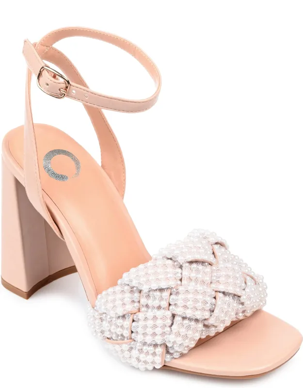 Dua Block Heel Sandals With Tru Comfort Foam And Pearl Accents