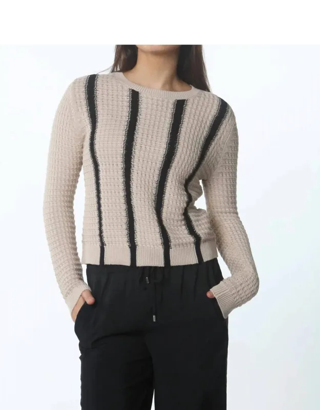 Stripe Textured Crew Sweater