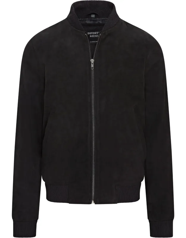 Soft Goat Suede Ma-1 Varsity Bomber Jacket