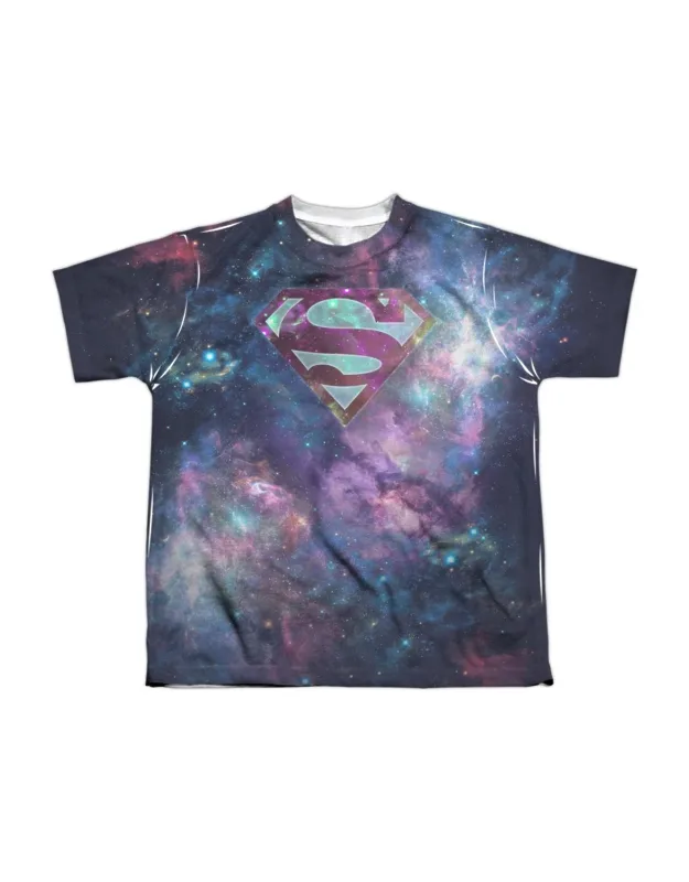 Superman Spaced Out Logo Short Sleeve Poly Crew Tee - Stylish For Everyday Wear, 100% Officially Licensed