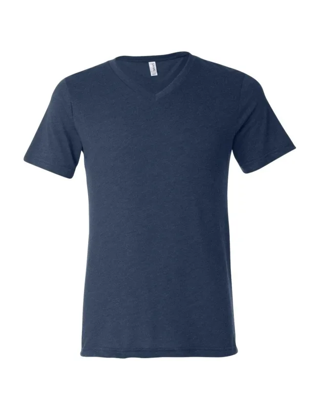 Triblend V-neck Short Sleeve Tee, 3.8 Oz./yd2, Retail Fit, Side Seams, Tear Away Label