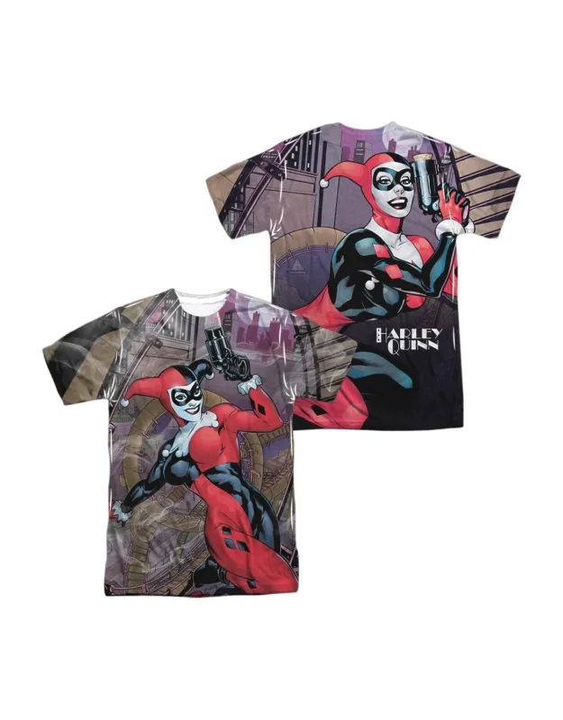 Batman Roller Coaster Of Love (front/back Print) Short Sleeve Poly Crew Tee / T-shirt Stylish Great For Easy, Everyday Wear