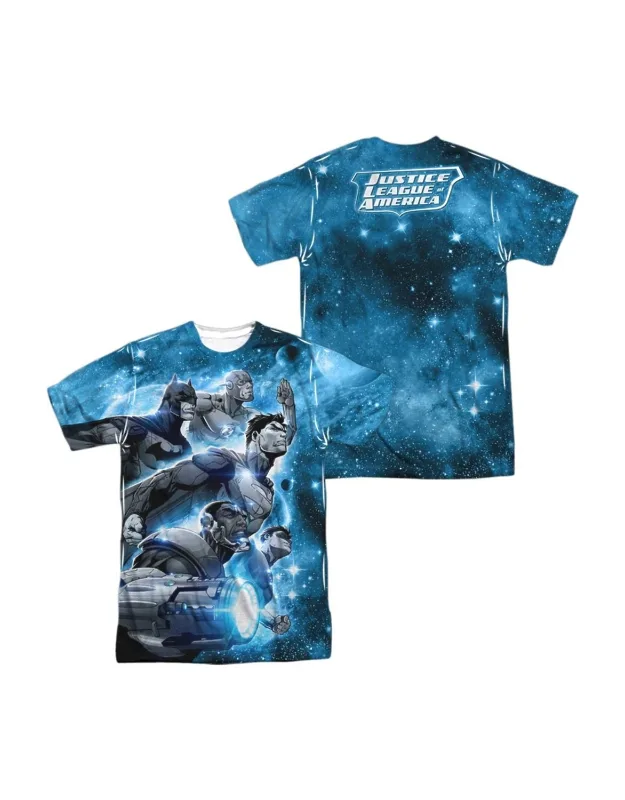 Justice League Of America Atmospheric Short Sleeve Crew Tee - 100% Polyester, Officially Licensed