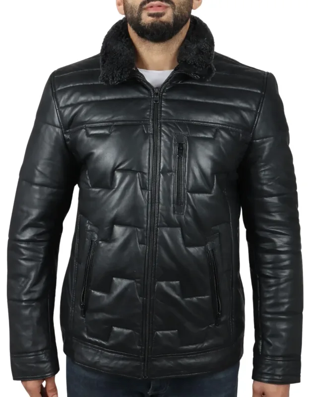 Quilted Padded Real Leather Safari Coat