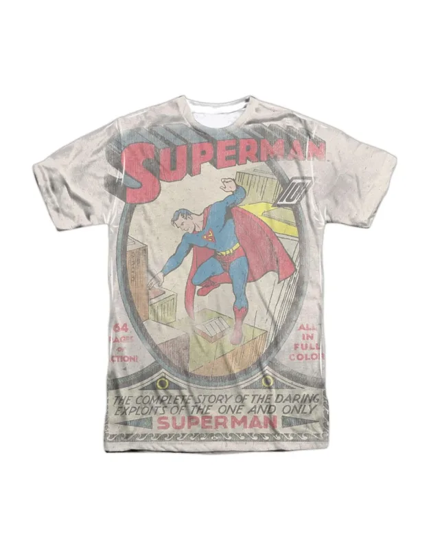 Dc Comics Superman #1 Distressed Short Sleeve Crew Tee / T-shirt - 100% Polyester