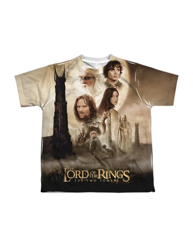 Lord Of The Rings Towers Poster Short Sleeve Poly Crew Tee - Stylish For Everyday Wear