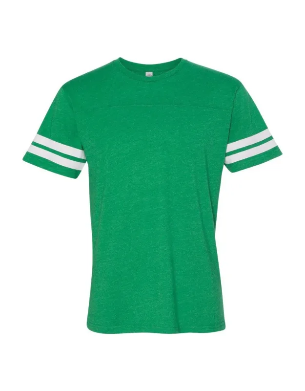 Lat Football Fine Jersey Tee With Contrast Stripes And Ribbed Collar